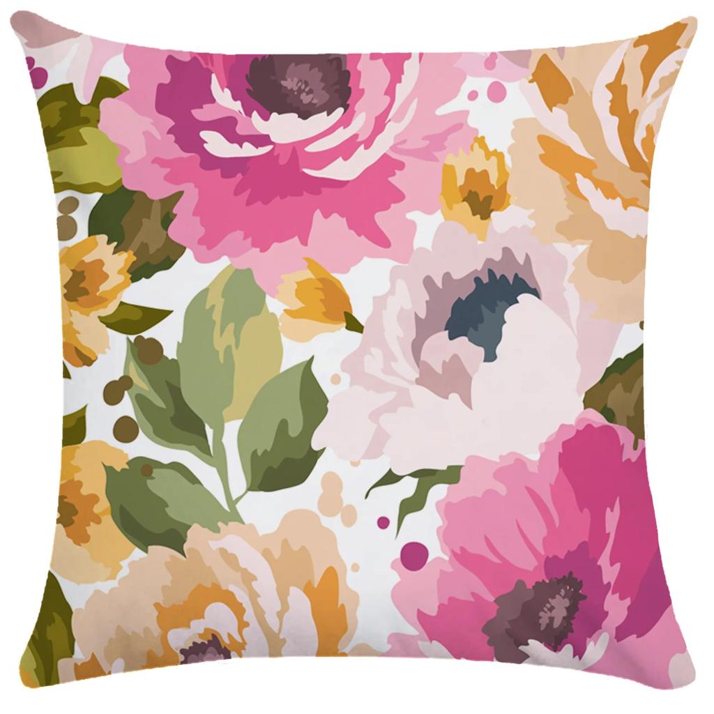 Watercolor Flower Pillowcase Farm Plant  Sofa Bed Home Living Room