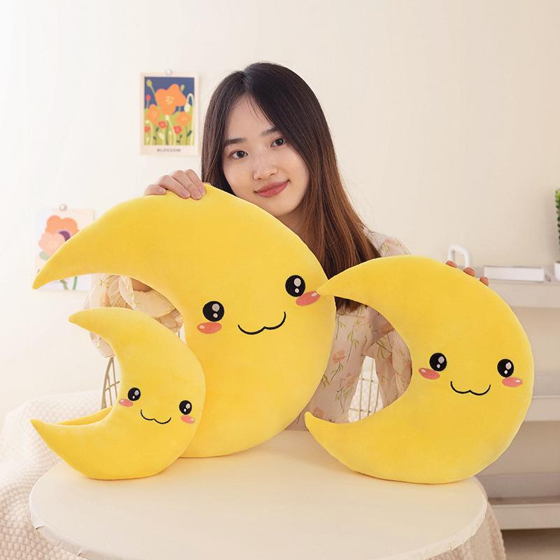 Cute Expression Moon Throw Pillow Plush Toy Doll Home Sofa Pillow Cushion Child Soothing Doll