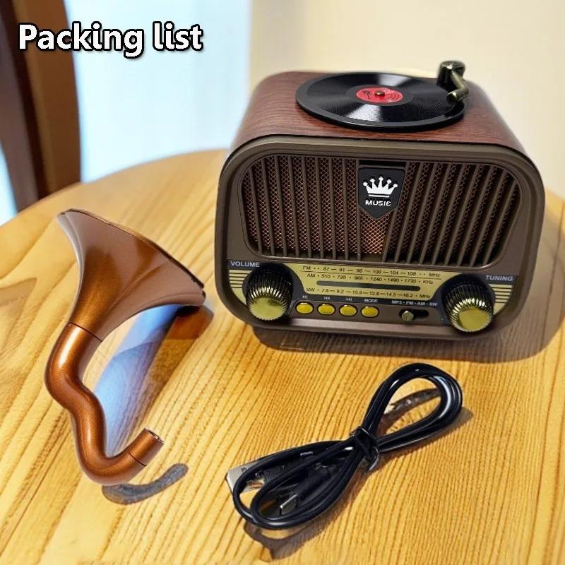 Vícepásmové vintage rádio, přenosné FM AM SW rádio, bezdrátové streamování hudby a přehrávání z TF karty, retro styl pro domácnost/zahradu