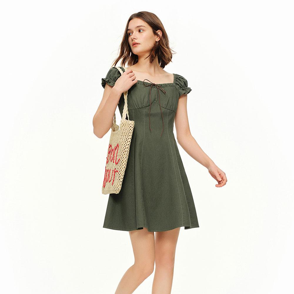 Eiaenlei Ar_String Ribbon Ruffle Dress_2Color