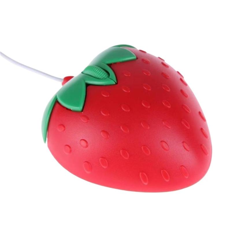 1Pcs USB Optical Mice 3D Mini Cute Cartoon Strawberry Wired Mouse For Laptop PC Gamer Girl Computer Strawberry Mouse Gaming