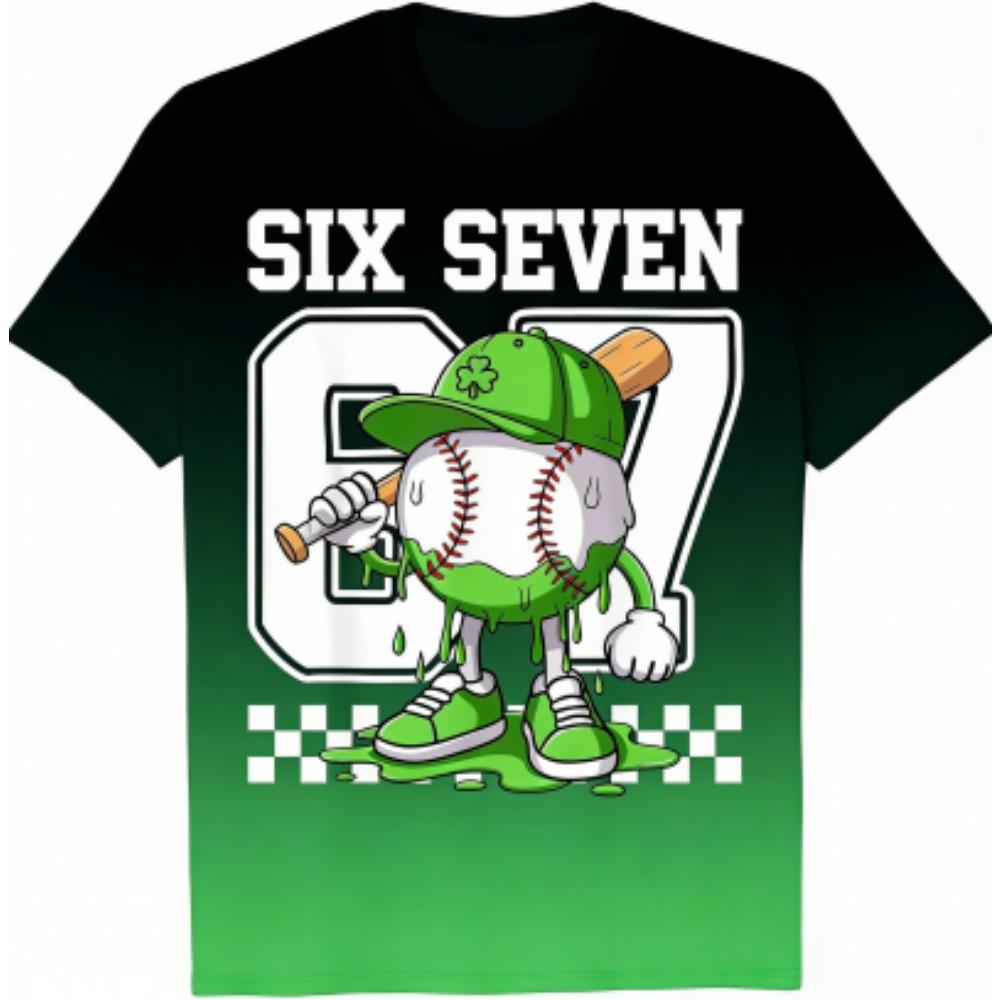 Fashion Kids T-Shirt Fun 67 Six Seven Print Boy and Girl Summer Short Sleeve Round Neck Casual Top Outdoor Kids Clothing