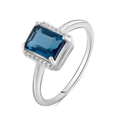 London Blue topaz gümüş yüzük 1.591 ayar (2091837) 2,41 gr. 925 örnek