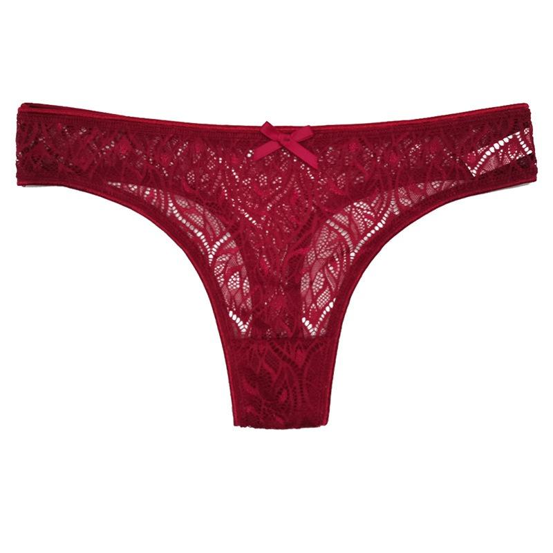 Low-Middle Waist Ladies Thong Panties, Non-marking Comfortable Breathable Women's T Pants Lace Sexy Women's Panties