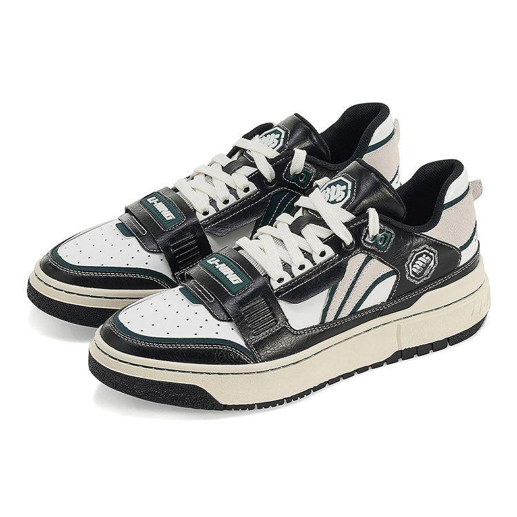 Li Ning Rookie Retro Casual Low Top Skate Shoes Women Sneakers Black White ABCS022-2