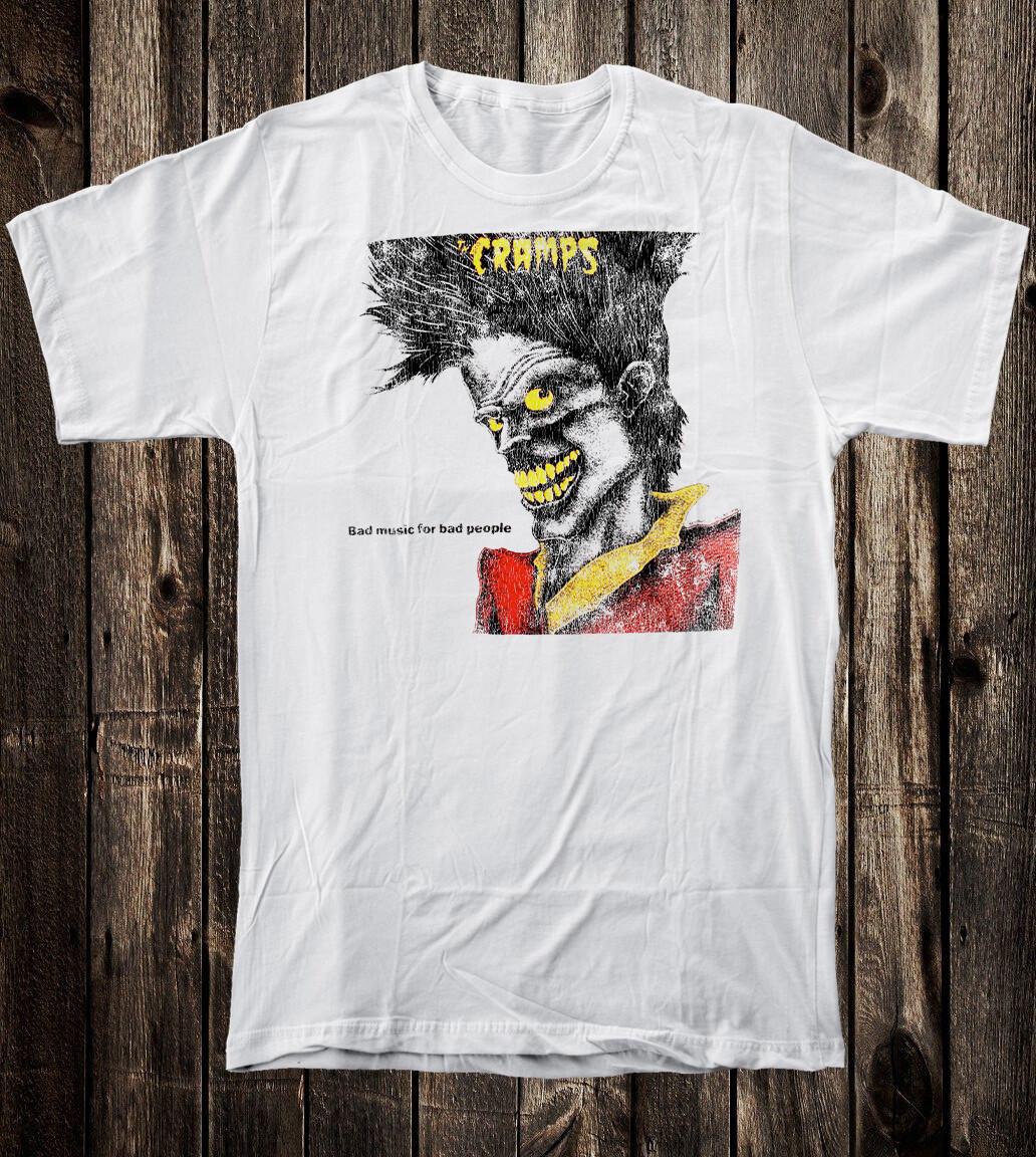 Retro Tee T Shirt 100% Cotton 80 s Punk Style The Cramps Bad Music Bad People XXXL