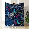 Guitars, Cassettes, Sneakers, and Boomboxes In a Colorful Retro Style. for All Seasons Blanket Lunch Break Throw Gift