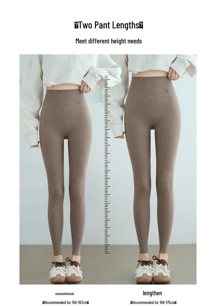 Women's High-Waist Wool Leggings: Warm, Seamless, Thickened, Plus Velvet, Slimming Cotton Pants for Autumn and Winter.