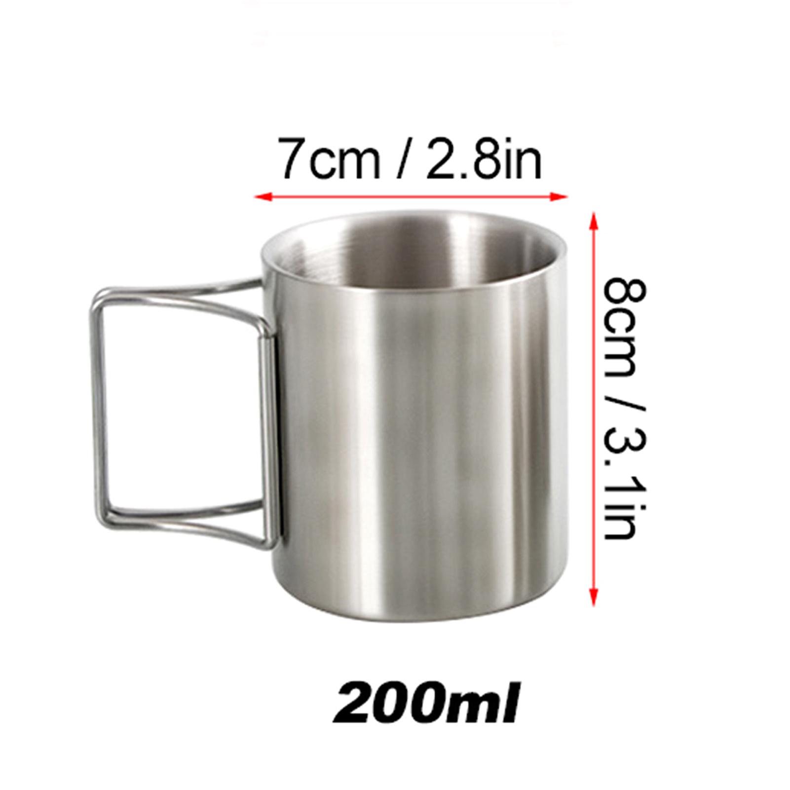 

Camping Cup 200ml/300ml/400ml Stainless Steel Water Cup Tea Cup Coffee Mug with Foldable Handles for Outdoor Camping Hiking Back
