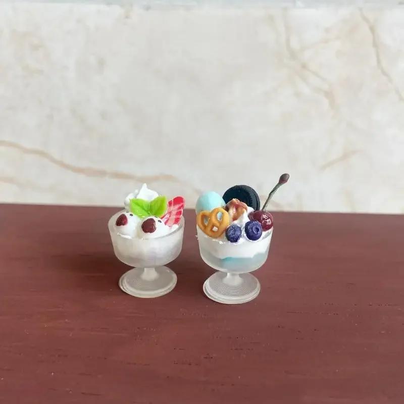 1 Piece Miniature Dollhouse Fruit Biscuit Food Ice Cream Cup Model Toy For Doll Accessories Diy Decoration Kids Gift