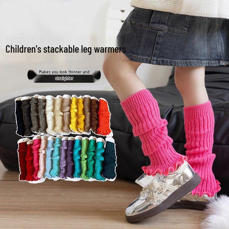Girls' Dopamine Puffy Knit Leg Warmers for Skirts - Spring to Winter Style