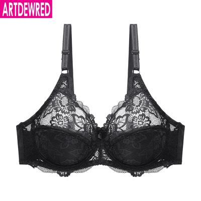 Artdewred Ladies Black Mesh Koronkowe biustonosze Bralette dla kobiet Seksowna bielizna Duży rozmiar Plunge Biustonosz bez podszewki