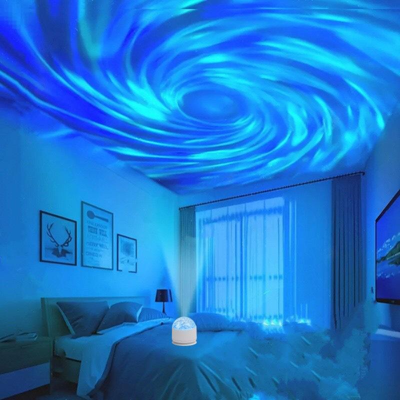 Aurora Wave Atmosphere Lamp – Dynamic Rotating Night Light Projection for a Romantic and Colorful Desk Ambiance.