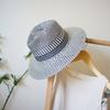 Japanese Retro Blue And Beige Woven Flat-Top Wide-Brimmed Jazz Top Hat For Men And Women Summer Vacation Beach Sun Protection Straw Hat