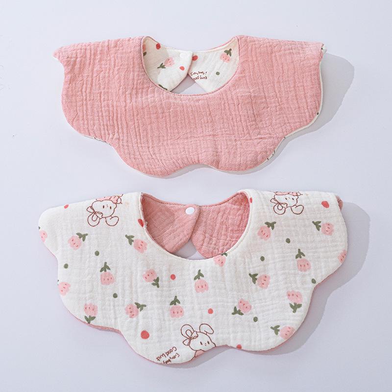 Double-Sided Waterproof Cotton Baby Bib - 360° Rotating, Breathable Gauze Saliva Towel