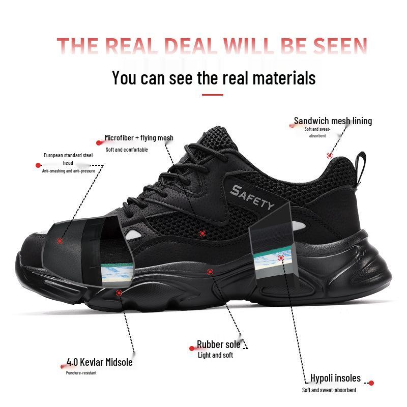 Lightweight Breathable Unisex Safety Shoes: Comfortable, Wear-Resistant, Anti-Smash, Anti-Puncture Summer Work Shoes