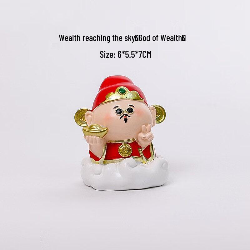 Happy God of Wealth Resin Desktop Ornaments (2-Pack)
