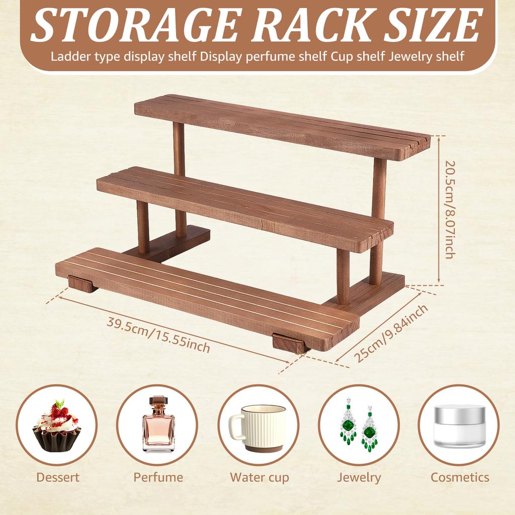 Wood Cupcake Riser Display Stand Dessert Window Counter Perfume Cosmetics Rack Dessert Model Mini Figure Shelf