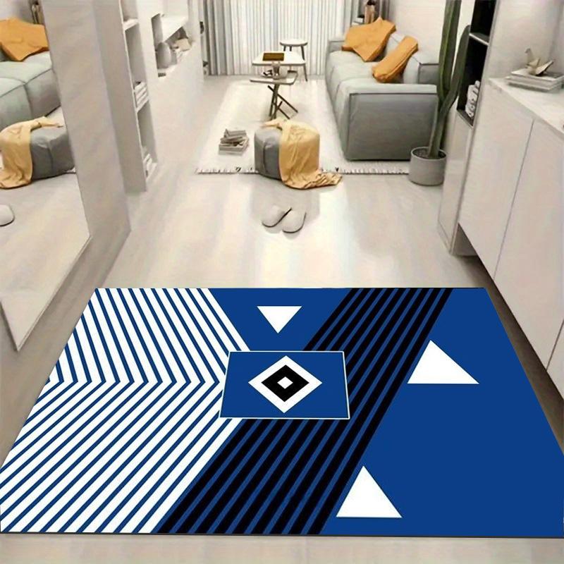 IK Sirius Geometric Flag Style Area Rug, Blue Black Star Print Floor Mat, Non Slip Carpet Home Decor