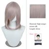 40cm Anime Synthetic White Purple Cosplay Wigs Short Green Hair Straight Silver Wig Pink Hairpiece Short Wig with Bangs