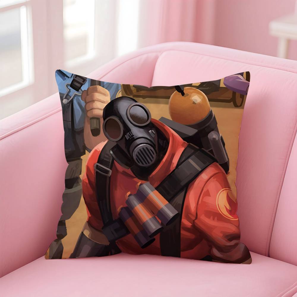 Game Hot T-Team F-Fortress 2 TF2 Pillow Case Safe Custom Photo Pillow, Anti-fade Brushed Fleece Cushion, Maternal & Infant Safe.