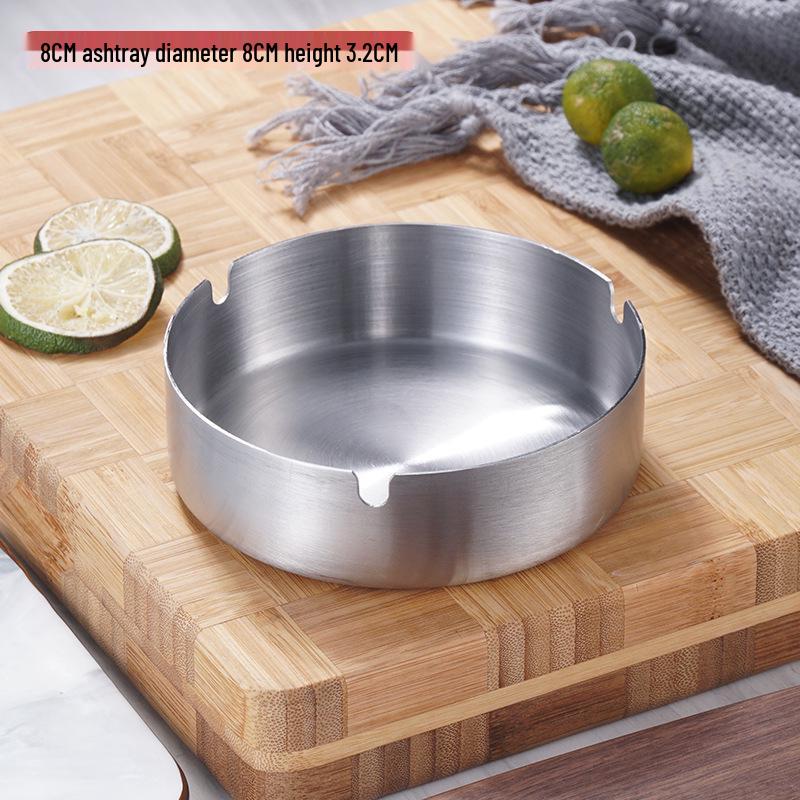 Windproof Stainless Steel Ashtray - Drop-Resistant, Ideal for Home, Internet Cafes, Hotels, and Creative Gifts