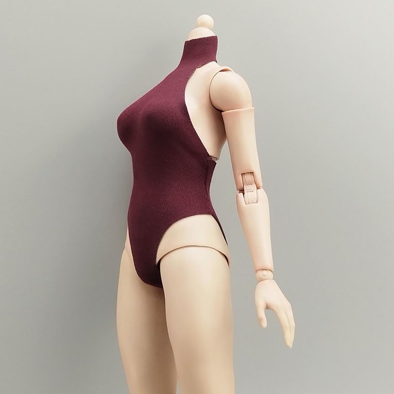 HAMRETHYPPZ 1/6 Scale Costume, 1/6 Scale Figure Clothes, Female, Sexy One-Piece Dress, Sexy Swimsuit (Body, Head, Shoes, Etc. Not Included) (Dark Red)