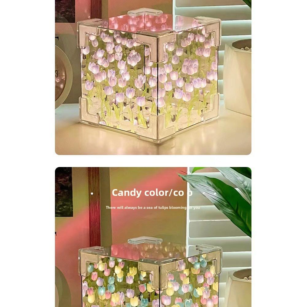 Tulip Night Light Girl Gift for Girlfriend DIY Material Handmade Flower Sea