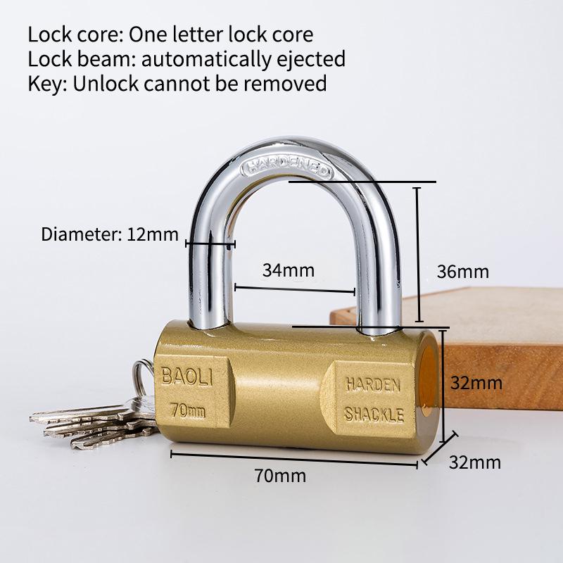Padlock Small Locks For Luggage Case Locker Home Improvement Hardware 30Mm-80Mm Include 3Keys