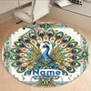 Jeweled Peacock Art Deco Frame With Personalized Name Office Carpet Nonslip Carpet Office Chair Mat Design For Home Bedroom Gift Living Roomt35