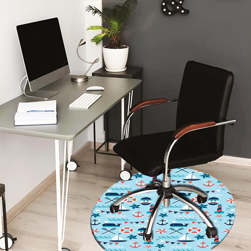 

1pc Office Carpet Chair Mats Nautical Theme Pattern Perfect for Decorating Office Chairs, Living Rooms, Or Bedrooms.YDT221 80cm by 80cm