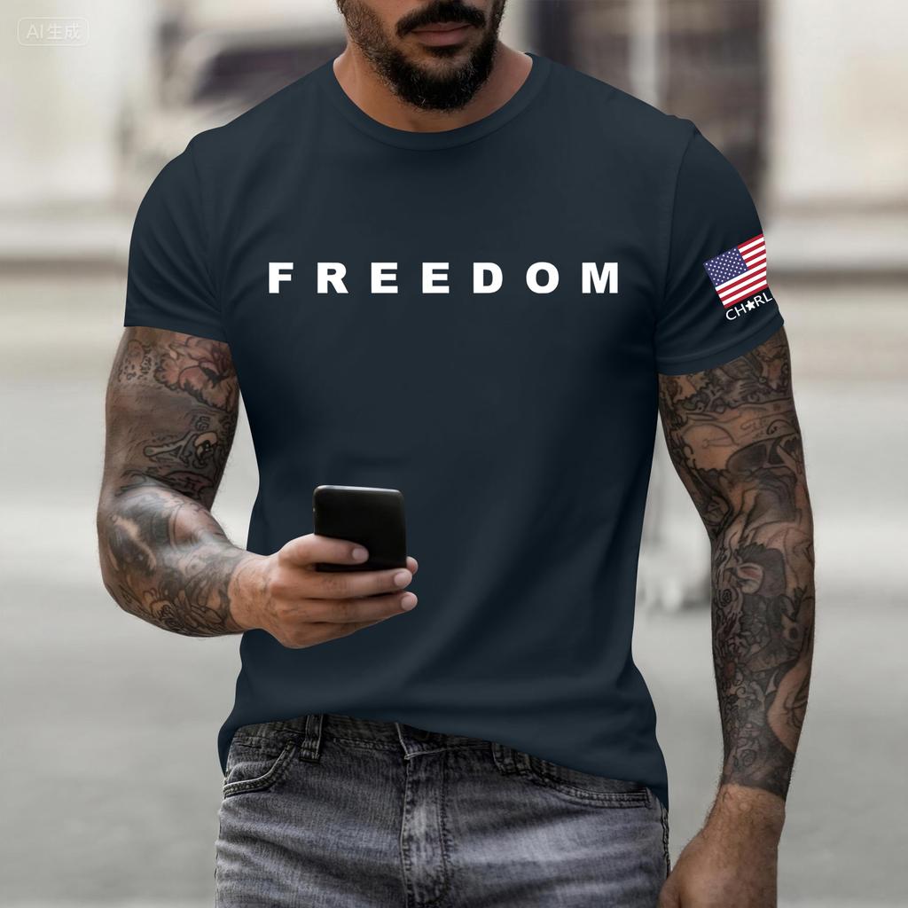 Fashionable Round Neck Short Sleeve Work Clothes Printed Tops For Mens Summer Tops