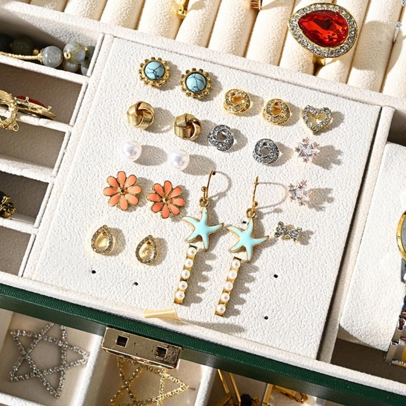 Elegant Jewelry Holder Spacious Multi Tiered Necklace and Earring Organizer with Compartments Jewellery Stoarge Box