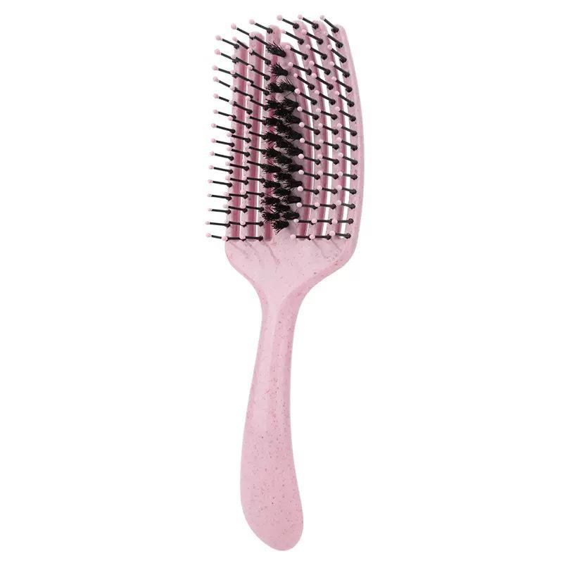 Pig Bristle Fluffy Styling Six-Claw Straightening Hollow Rib Massage Comb