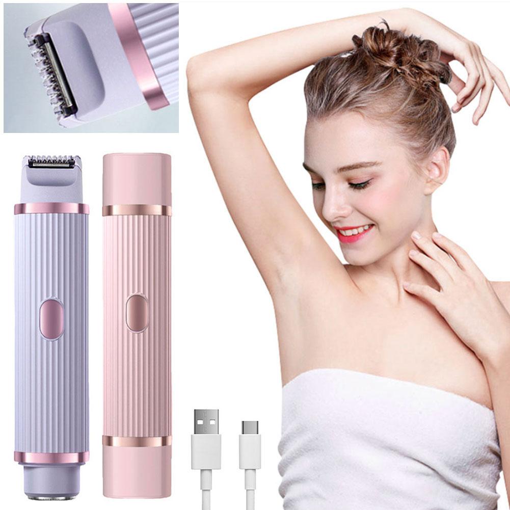 Electric Razor for Women Female Razor Bikini Trimmer Body Epilator for Bikini Private Area Leg Underarm Electric Hair Remover rosa