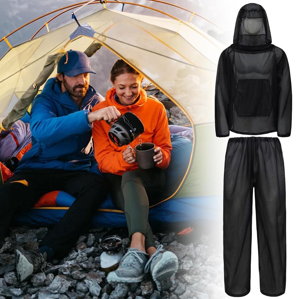 Outdoor Fly Net Shirt Mesh Hooded Bug Jacket Mesh Bee Suit for Beekeepers Shield Barrier Protection Repeller Wearable Guard