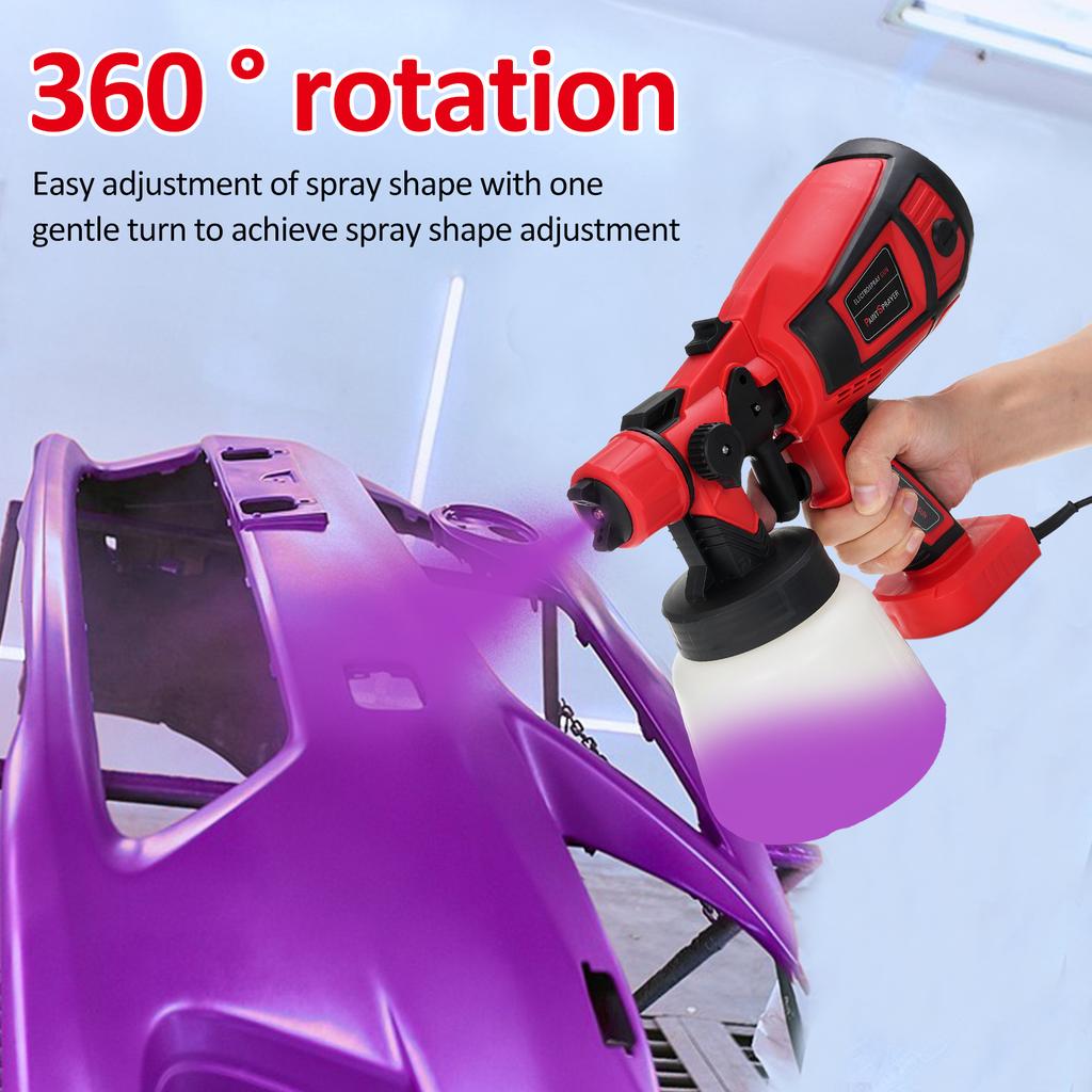 Paint Sprayer, 650W HVLP Electric Spray Paint 1400ml Container with 6 Copper Nozzles 3 Spraying Effects for Indoor and Outdoor Furniture, Fences,