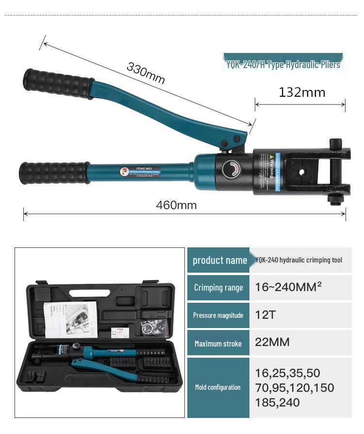 Yuhuan Manual Hydraulic Crimping Tool for Copper/Aluminum Lugs - YQK Series (70-400)