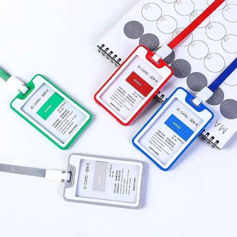 Colorful Waterproof Card Holder Employee ID Case with Lanyard Double Side Simple Bus Case Badge Holder Credit Card Sleeve Purse