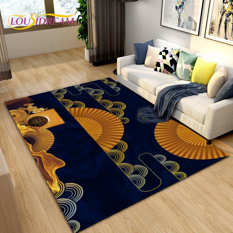 3D Classical Chinese Style Area Rug Large,Carpet Rug for Living Bedroom Sofa Doormat Decoration,Children Play Non-slip Floor Mat