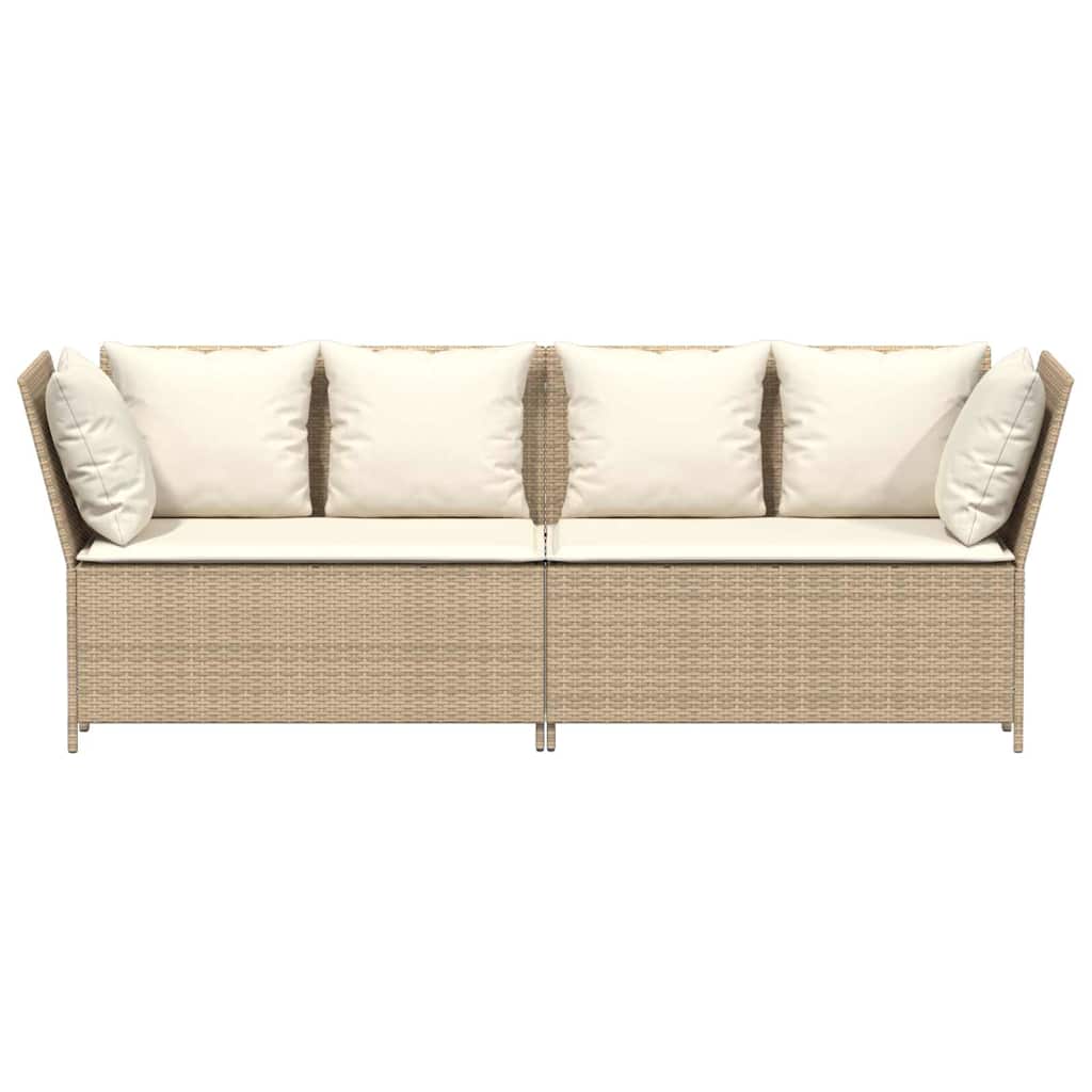 Garden Sofa with Cushions Beige Poly Rattan