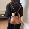 Womens Large Capacity Pu Backpack For Travel And Work With Solid Color Multiple Carrying Methods Design