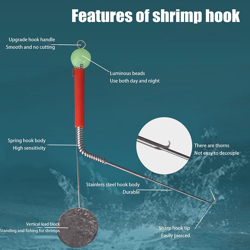 10Pcs Stainless Stell Shrimp Hook Wild Artifact Tool River Shrimp Hook Fishing Tackle Accessories Fishing Shrimp Tool