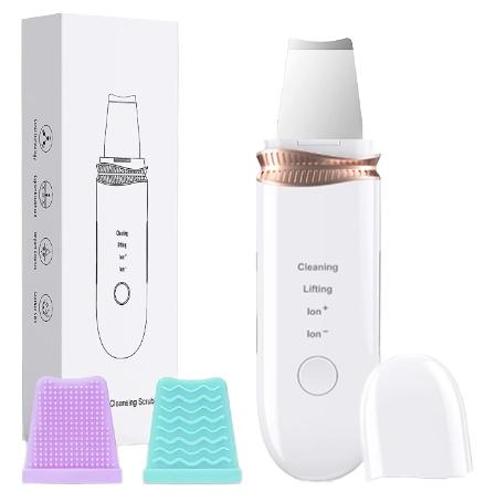 Beauty Device ABS Ultrasonic Skin Scrubber with EU Plug Face Spatula Blackhead Remover Pore Exfoliating USB Cable Facial