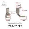 T90 Copper Tube Terminal, 90-Degree Right-Angle Bend Crimp Lug, T90-6/5 To T90-240/16 Copper Wire Lug