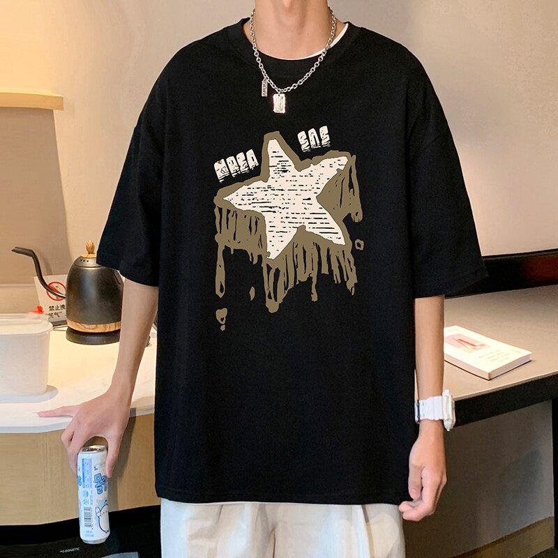 Pure Cotton Loosefitting Shortsleeved Tshirt for Unisex New Summer Style Roundneck Boys Halfsleeve American Casual Tshirt