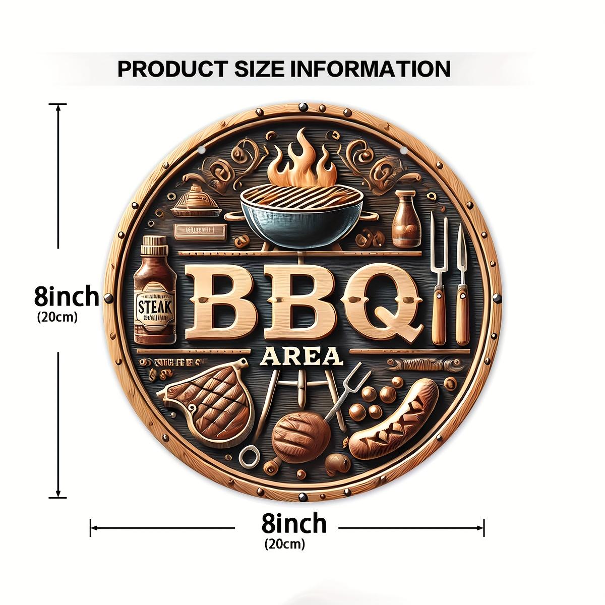 

Винтажный 8-дюймовый круглый алюминиевый знак для гриля: Идеально подходит для наружных стен, гаражей и патио - декор для фермерского дома, сада и гриля чёрный