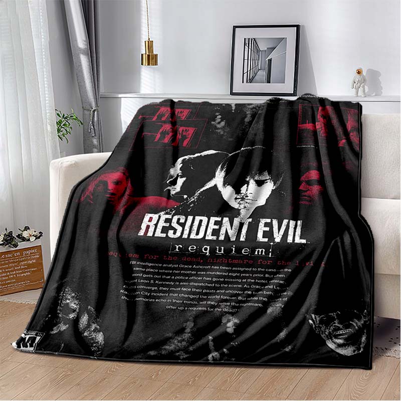 R-Resident Evil Game Gamer Soft Plush Blanket Leon Ada Red Umbrella Blanket for Living Room Bedroom Bed Sofa Picnic Office Cover