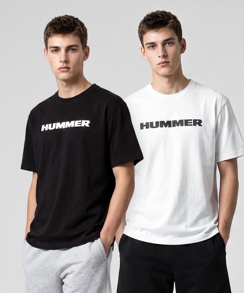 HUMMER [2Pack] 190G Signature Lettering Logo & H Logo Cotton Cool Short Sleeve T-Shirt (Type B)