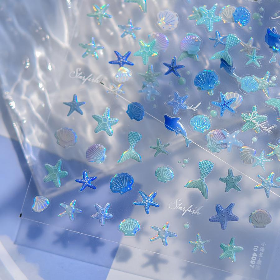 Shiny Blowing Bubble Nail Decorations Stickers 5D Shell Light Love Cat Bubble Transfer Slider Sticker DIY Manicure Decals
